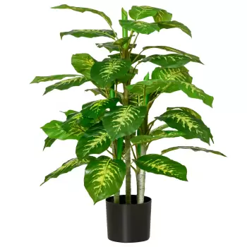 HOMCOM Planta artificiala decorativa vesnic verde cu ghiveci ?17x14,5 cm negru pentru interior si exterior, inaltimea plantei 95 cm | AOSOM RO imagine
