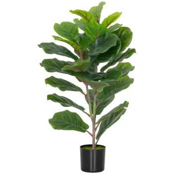 HOMCOM Planta Artificiala Ficus Lyrata Inalta de 80 cm, Planta Artificiala Realistica pentru Interioare cu Vas, Decoratiune pentru Casa si Birou, Verde | Aosom Romania imagine