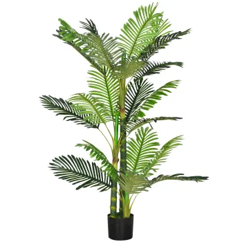 HOMCOM Planta Artificiala, palmier artificial, inclusiv ghiveci; 19,5 cm x 19,5 cm x 150 cm, Verde + Negru | Aosom Romania imagine