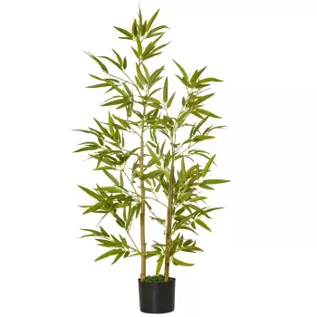 HOMCOM Planta Bambus Artificial 120 cm in Ghiveci cu 336 Frunze, Planta Artificiala cu Efect Realist pentru Interior si Exterior imagine