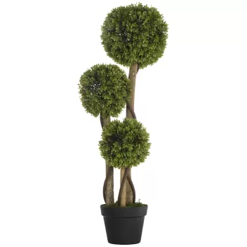 HOMCOM Plante artificiale decorative buxus taiat sferic in ghiveci, plante artificiale pentru decor de interior si exterior, 90 cm | AOSOM RO imagine