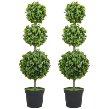 HOMCOM Plante artificiale in ghiveci, frunze din plastic, pamant flocos, Verde | Aosom Romania imagine