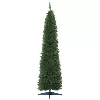 HOMCOM Pom de Craciun 210cm din PVC cu 499 de Ramuri si Baza din Plastic, Design Inalt si Ingust, ?60x210cm, Verde imagine