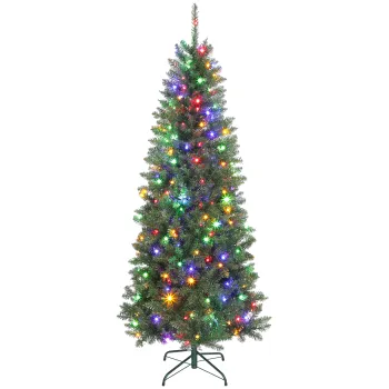 HOMCOM Pom de Craciun Artificial de 180 cm cu Lumini Incorporate Albe si Colorate in 9 Moduri si 899 Crengi Ignifuge, Brad de Craciun Dens si Realistic cu Baza Metalica Pliabila pentru Acasa | Aosom Romania imagine