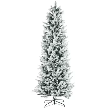 HOMCOM Pom de Craciun Artificial Inalt de 7,5 ft, Decor de Sarbatori cu 988 Ramuri Inzapezite, Deschidere Automata, Baza de Otel, Verde imagine