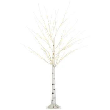 HOMCOM Pom de Craciun cu Lumini LED si 12 Crengi pentru Interior si Exterior din PP si Metal, 22x22x150 cm, Alb | Aosom Romania imagine