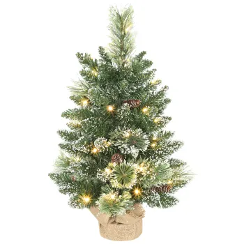HOMCOM Pom de Craciun Miniatural Pre-luminat 60 cm, Pom de Craciun cu Zapada | Aosom Romania imagine