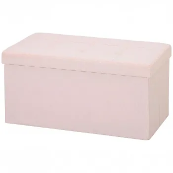 HOMCOM Pouf depozitare, banca depozitare pliabila 84 L 76x38x38 cm tapitat in in sintetic lada de depozitare roz | Aosom Romania imagine