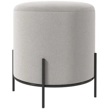 HOMCOM Pouf taburet pouf suport pentru picioare din catifea cu picioare din otel pentru salon dormitor O 35 x 38 cm gri deschis | Aosom Romania imagine