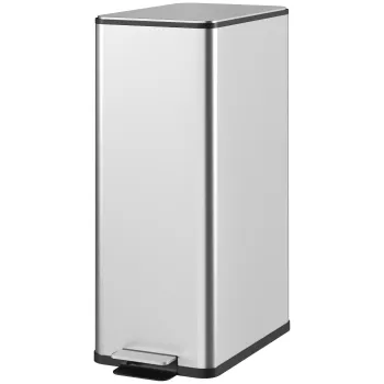 HOMCOM Pubela de bucatarie 20L, din otel inoxidabil cu capac cu inchidere blanda, compacta cu galeata interioara detasabila | Aosom Romania imagine