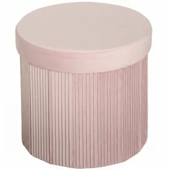 HOMCOM Puf de depozitare Banca de depozitare pliabila 35 L 38x38x38 cm Tapitat in catifea Cufar de depozitare rotund Roz | Aosom Romania imagine