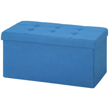 HOMCOM Puf de depozitare, banca de depozitare pliabila 84 L 76x38x38 cm tapitata in in sintetic albastru deschis | Aosom Romania imagine