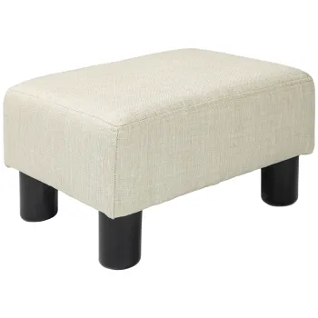 HOMCOM Puf suport pentru picioare taburet jos din tesatura de in capacitate de incarcare 110 kg 40 x 30 x 24 cm bej | Aosom Romania imagine