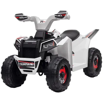 HOMCOM Quad electric pentru copii vehicul cu baterie 6V cu mers inainte si inapoi 70L x 41,5l x 48,5H cm Alb | Aosom Romania imagine