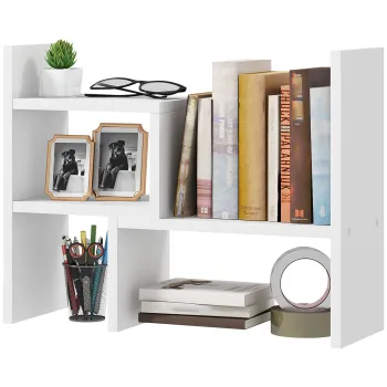 HOMCOM Raft de birou modular, organizator de birou multifunctional, 2 piese, MDF, alb | Aosom Romania imagine