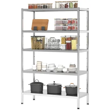 HOMCOM Raft de Bucatarie cu 5 Nivele din Otel Inoxidabil 201, Argintiu | Aosom Romania imagine