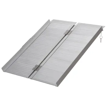 HOMCOM, Rampa de scaun cu rotile, antiderapanta, pliabila, din aluminiu, cu borduri, incarcare maxima 270 kg, 91 x 74 cm | Aosom Romania imagine