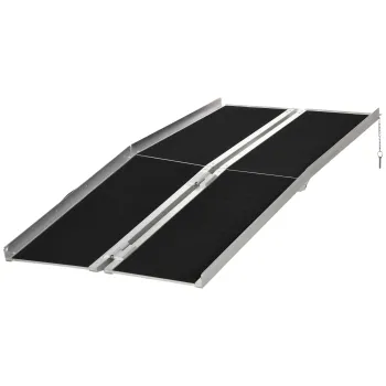 HOMCOM Rampa pentru scaun cu rotile rampa de incarcare rampa de acces antiderapanta pliabila cu margini de siguranta max. 270 Kg dim. 183L x 73,5l cm aluminiu Negru | Aosom Romania imagine
