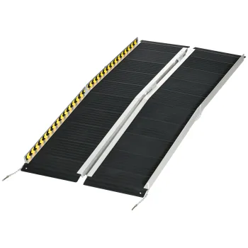 HOMCOM Rampa pentru Scaun cu Rotile, Rampa de Prag Pliabila din Aluminiu cu Suprafata Antiderapanta, 152x73,6x5,1 cm, Negru | Aosom Romania imagine