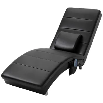 HOMCOM Relaxliege cu functie de masaj, fotoliu de lounge ergonomic cu spatar inalt, cu functie de masaj si perna cu design Zero-G, fotoliu de lounge din piele ecologica, metal, spuma, negru, 58 x 163 x 87 cm | Aosom Romania imagine