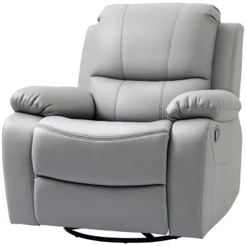 HOMCOM Relaxsessel, fotoliu de intindere, spatar reglabil, rotativ, functie de balansare, cu suport pentru picioare, otel, gri, 93 x 100 x 98Icm | Aosom Romania imagine