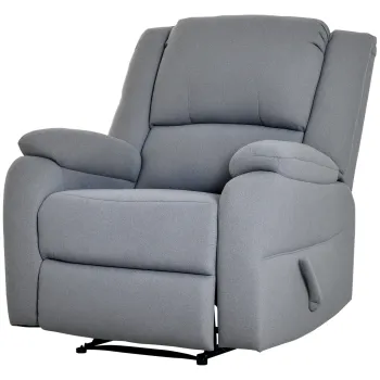 HOMCOM Relaxsessel Manual Fotoliu de televizor cu functie de intindere, aspect de in, fotoliu TV cu maner lateral, suport de picioare, capacitate de incarcare de pana la 150 kg, pentru sufragerie, Gri deschis | Aosom Romania imagine