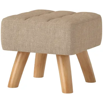 HOMCOM Repose pied salon ottoman scaun captusit in material textil cu picioare din lemn 27 x 27 x 26 cm marron clair | Aosom Romania imagine