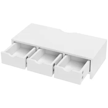 HOMCOM Ridicator monitor, Suport pentru birou cu 3 sertare pentru PC/Laptop 51x24x13 cm Alb | Aosom Romania imagine
