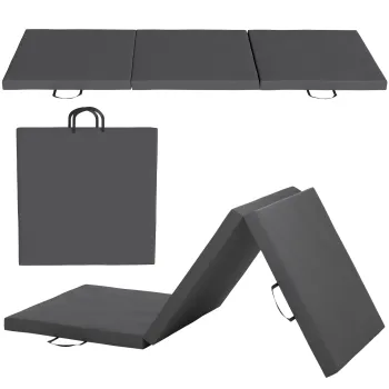 HOMCOM Saltea de gimnastica yoga pilates fitness pliabila in 3 panouri cu manere husa din material sintetic 180 x 60 x 5cm gri | Aosom Romania imagine