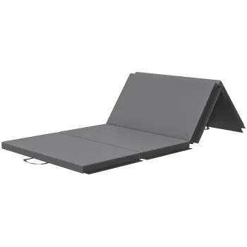 HOMCOM Saltea de gimnastica yoga pilates fitness pliabila in 4 cu manere acoperire sintetica 180 x 80 x 5 cm gri | Aosom Romania imagine