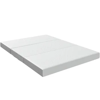 HOMCOM Saltea pliabila in 3 parti, 140x190x15cm, Saltea de oaspeti din spuma cu memorie infuzata cu gel, Alb | Aosom Romania imagine