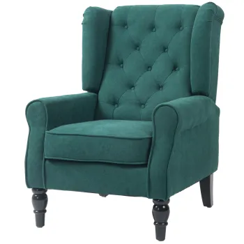 HOMCOM Scaun Accent Clasic cu Picioare de Lemn, Albastru | Aosom Romania imagine