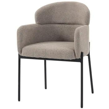HOMCOM Scaun accent modern, fotoliu din chenille cu spuma de inalta densitate, spatar ergonomic, picioare metalice, maro deschis | Aosom Romania imagine