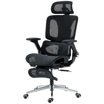 HOMCOM Scaun birou ergonomic cu accotoare 4D, tetiera si adancime a sezutului reglabile, plasa, negru | Aosom Romania imagine