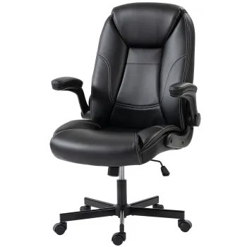 HOMCOM Scaun birou ergonomic fotoliu brate rabatabile inaltime reglabila functie balans negru | Aosom Romania imagine