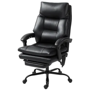 HOMCOM Scaun birou ergonomic fotoliu de birou din PU suport lombar gonflabil spatar inclinabil inaltime reglabila negru | Aosom Romania imagine