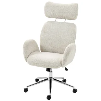 HOMCOM Scaun birou ergonomic, fotoliu de birou pivotant, inaltime reglabila, tetiera reglabila, functie inclinare, gri | Aosom Romania imagine