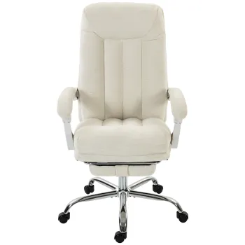 HOMCOM Scaun birou ergonomic, fotoliu inclinat din chenille, inaltime reglabila, suport pentru picioare, Crem | Aosom Romania imagine