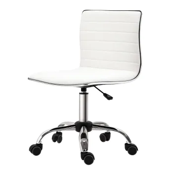 HOMCOM Scaun birou fara brate, scaun de birou, inaltime reglabila, sezut si spatar captusite, 48x52x78-90cm, alb | Aosom Romania imagine