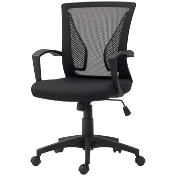 HOMCOM Scaun birou fauteuil birou cu sezut si spatar din plasa respirabila inaltime reglabila 62 x 60 x 92-102 cm negru | Aosom Romania imagine