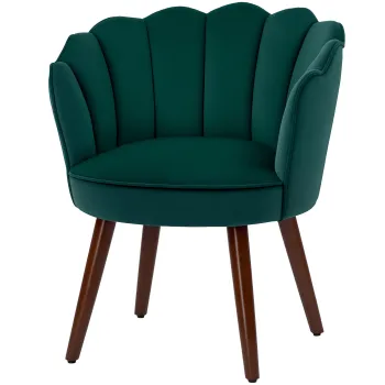 HOMCOM Scaun Cocon Scaun pentru Sufragerie Dormitor cu Spatar si Perna Aspect Catifea Picioare din Lemn de hevea, Verde | Aosom Romania imagine