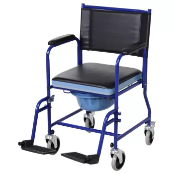 HomCom scaun cu rotile, vas detasabil, 83x53x85cm, negru | AOSOM RO imagine