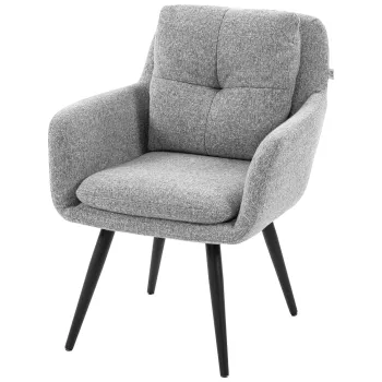 HOMCOM Scaun de accent modern, scaun tapitat cu picioare metalice, aspect de in, Gri deschis | Aosom Romania imagine