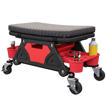 HOMCOM Scaun de atelier mobil 135 kg, scaun de mecanic cu roti rotative la 360?, 64,5 x 33 x 35 cm, negru | Aosom Romania imagine