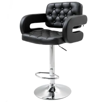 HOMCOM Scaun de Bar cu Spatar si Brate, Scaun Modern de Bucatarie Rotativ cu Inaltime Reglabila, 61x50x94-114 cm, Negru | Aosom Romania imagine