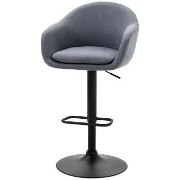 HOMCOM Scaun de bar cu suport pentru picioare; reglabil in inaltime, aspect de lana, 54 cm x 54 cm x 112 cm, Gri | Aosom Romania imagine