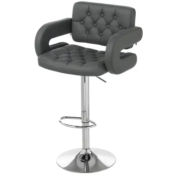 HOMCOM Scaun de Bar Reglabil, Sezut Extra Large Rotativ din Piele Ecologica PU, Gri | Aosom Romania imagine