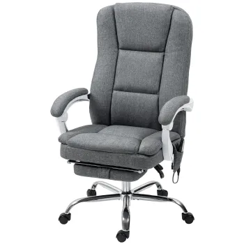 HOMCOM Scaun de birou cu masaj si incalzire scaun de birou cu inaltime reglabila spatar inclinat 66x60x113-121cm gri | Aosom Romania imagine
