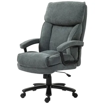 HOMCOM Scaun de Birou cu Spatar Inalt si Inaltime Reglabila, 68,5x79x117-125 cm, Gri | Aosom Romania imagine