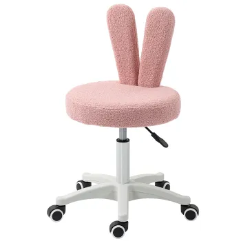 HOMCOM Scaun de Birou cu Urechi de Iepure Regulabil din Pile Roz | Aosom Romania imagine